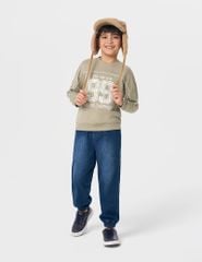 Áo nỉ cổ tròn bé trai hình in trước ngực