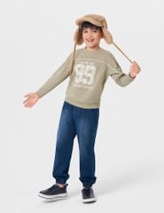 Áo nỉ cổ tròn bé trai hình in trước ngực