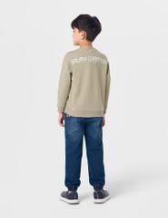 Áo nỉ cổ tròn bé trai hình in trước ngực