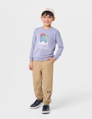 Áo nỉ cổ tròn bé trai hình in trước ngực