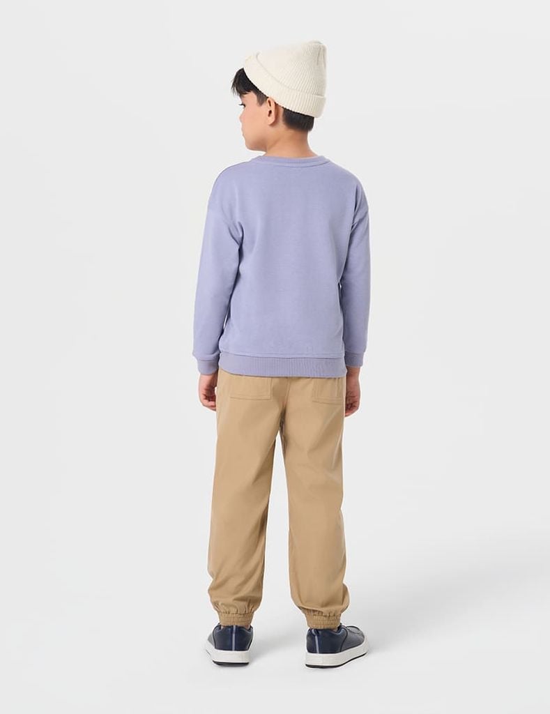 Áo nỉ cổ tròn bé trai hình in trước ngực