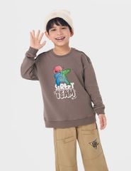 Áo nỉ cổ tròn bé trai hình in trước ngực