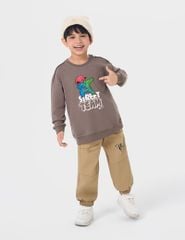 Áo nỉ cổ tròn bé trai hình in trước ngực