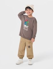 Áo nỉ cổ tròn bé trai hình in trước ngực