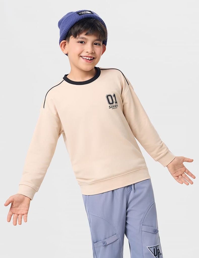 Áo nỉ cổ tròn bé trai