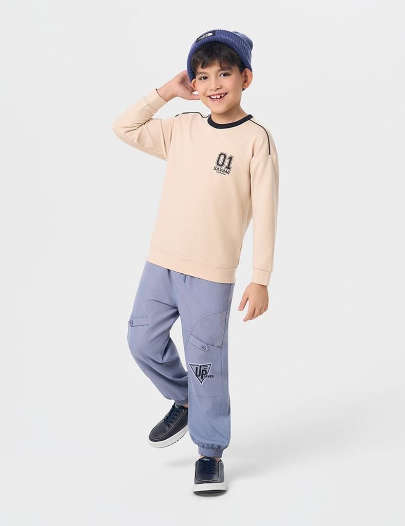 Áo nỉ cổ tròn bé trai