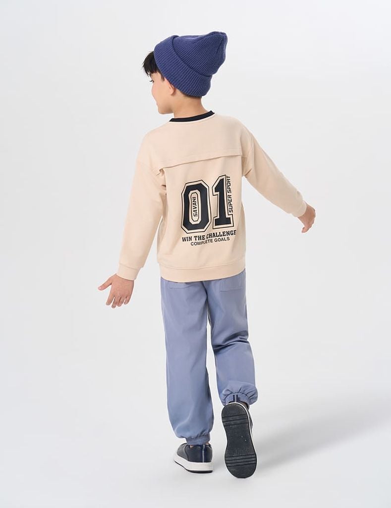 Áo nỉ cổ tròn bé trai