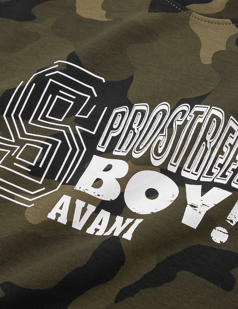 Áo nỉ cổ tròn bé trai hình in trước ngực