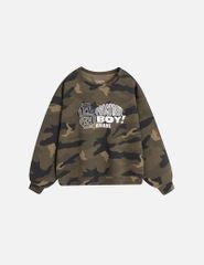 Áo nỉ cổ tròn bé trai hình in trước ngực