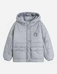 Áo phao chần bông bé trai hình in trước ngực