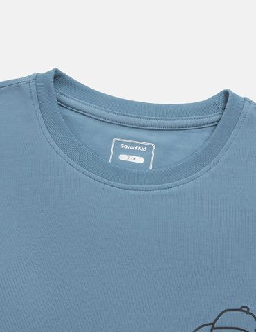 Bộ đồ cotton bé trai hình in trước ngực