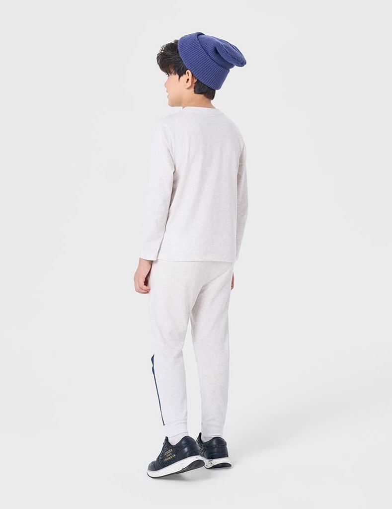 Bộ đồ cotton bé trai hình in trước ngực