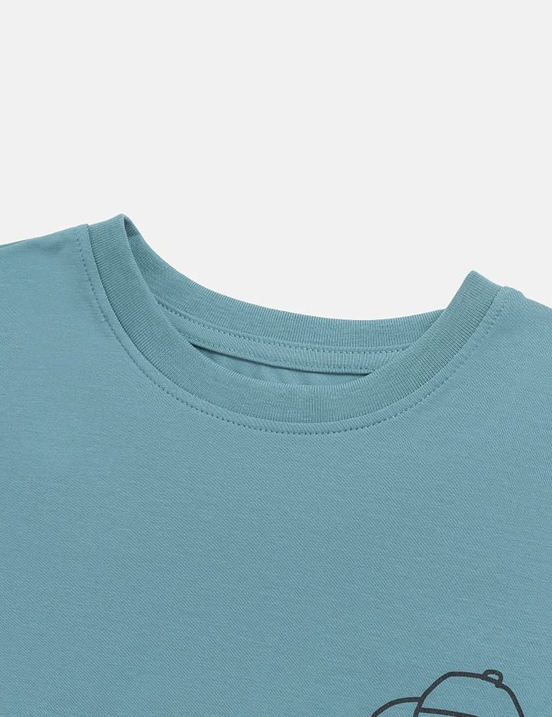 Bộ đồ cotton bé trai hình in trước ngực