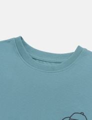 Bộ đồ cotton bé trai hình in trước ngực