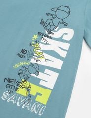 Bộ đồ cotton bé trai hình in trước ngực