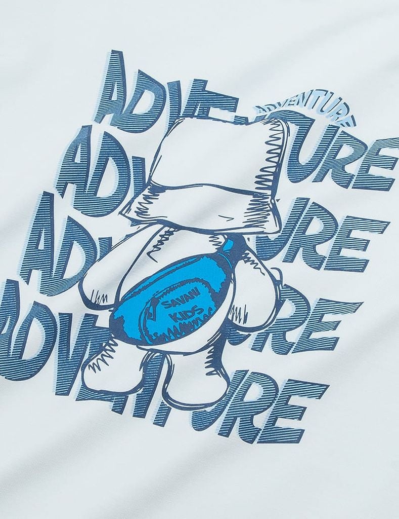 Bộ đồ cotton bé trai hình in trước ngực