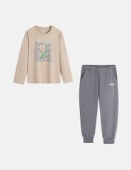 Bộ đồ cotton bé trai hình in trước ngực