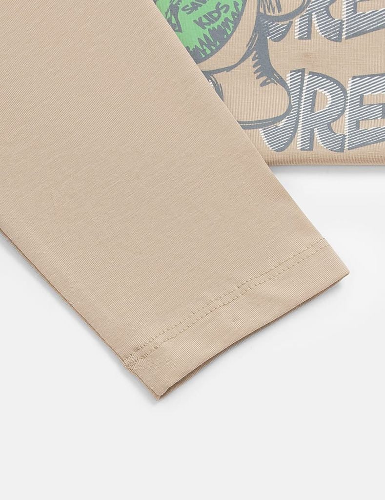 Bộ đồ cotton bé trai hình in trước ngực