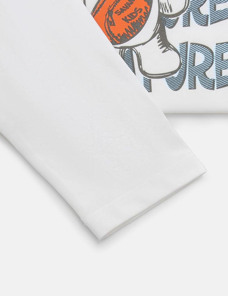 Bộ đồ cotton bé trai hình in trước ngực