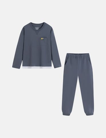 Bộ đồ cotton bé trai hình in trước ngực