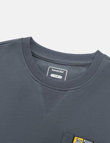 Bộ đồ cotton bé trai hình in trước ngực