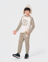 Bộ đồ cotton bé trai dài tay hình in trước ngực