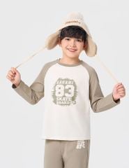 Bộ đồ cotton bé trai dài tay hình in trước ngực