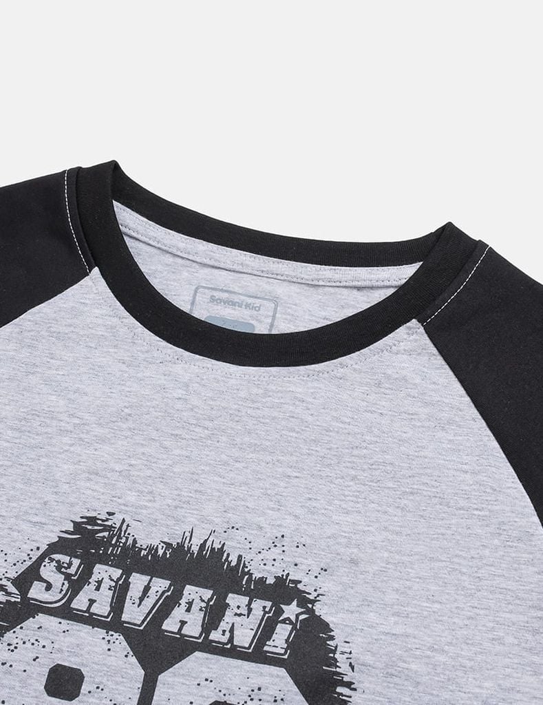 Bộ đồ cotton bé trai dài tay hình in trước ngực