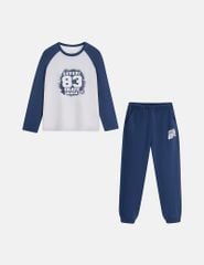 Bộ đồ cotton bé trai dài tay hình in trước ngực