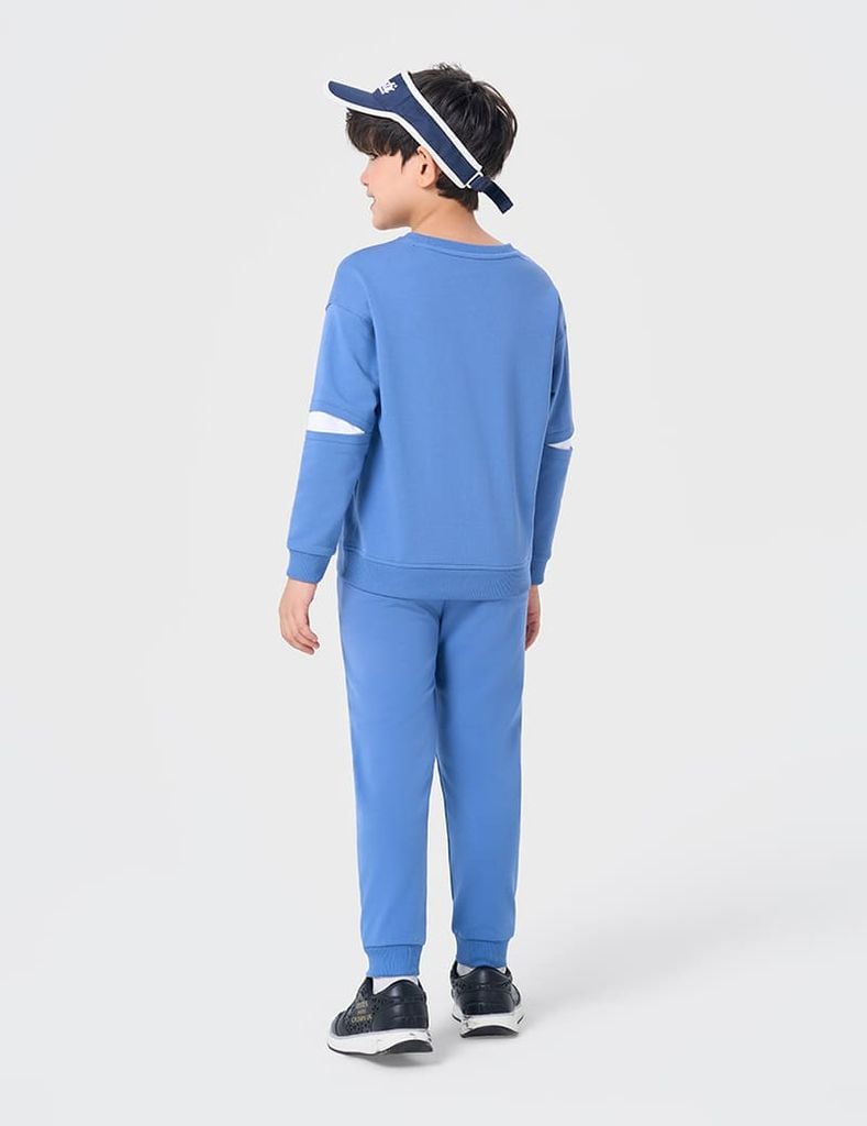 Bộ nỉ cổ tròn bé trai hình in trước ngực