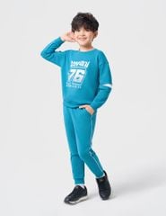 Bộ nỉ cổ tròn bé trai hình in trước ngực