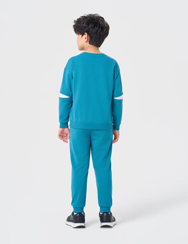 Bộ nỉ cổ tròn bé trai hình in trước ngực