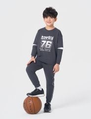 Bộ nỉ cổ tròn bé trai hình in trước ngực