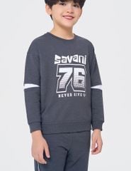 Bộ nỉ cổ tròn bé trai hình in trước ngực