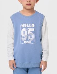 Bộ nỉ bé trai cổ tròn hình in trước ngực