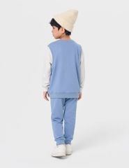 Bộ nỉ bé trai cổ tròn hình in trước ngực