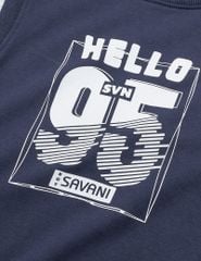 Bộ nỉ bé trai cổ tròn hình in trước ngực