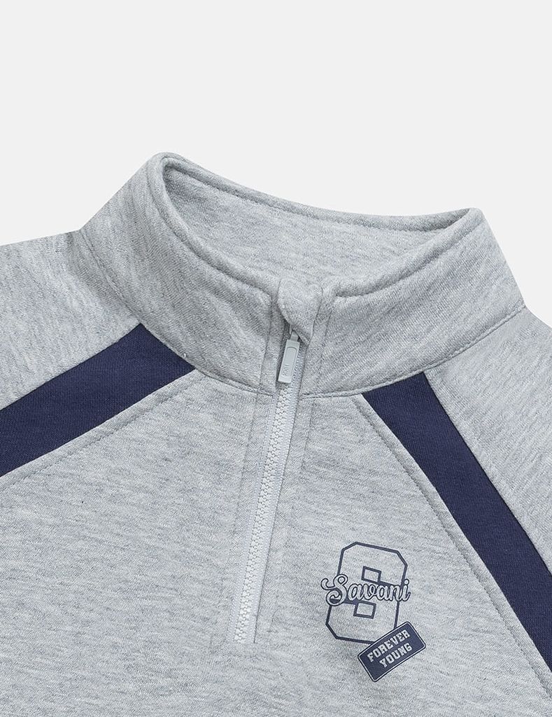 Bộ nỉ cổ tròn bé trai hình in trước ngực