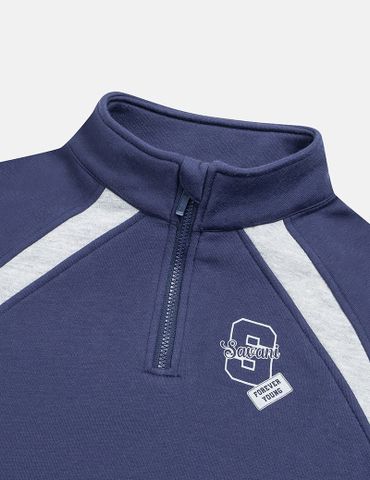 Bộ nỉ cổ tròn bé trai hình in trước ngực