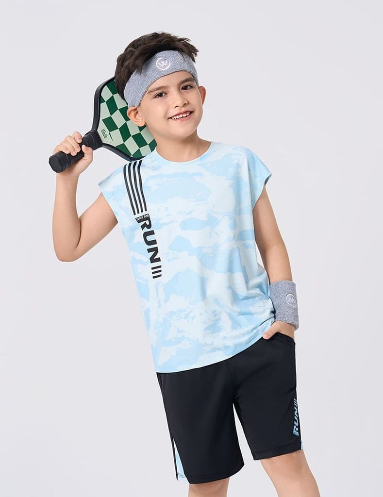 Bộ sát nách bé trai phối quần khác màu