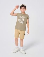 Quần short kaki bé trai cạp chun mác trang trí dọc quần