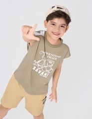 Áo ba lỗ bé trai phối vai hình in trước ngực