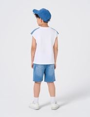 Quần short jean cạp chun bé trai mài nhẹ
