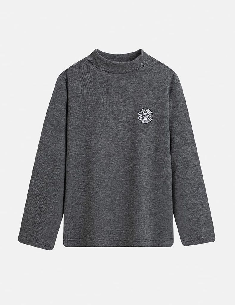 Áo giữ nhiệt cổ cao bé trai hình in trước ngực