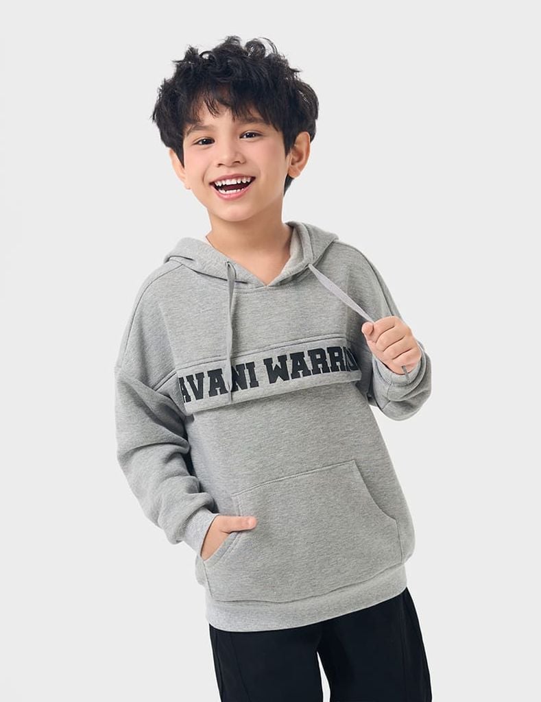 Áo nỉ có mũ bé trai hình in trước ngực