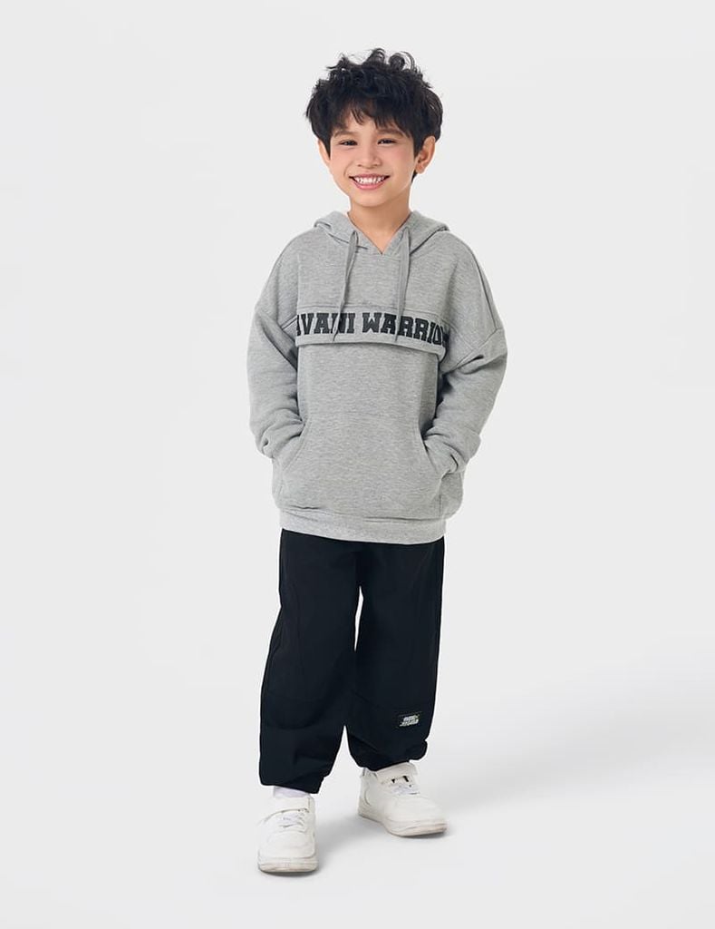 Áo nỉ có mũ bé trai hình in trước ngực