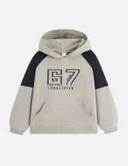 Áo nỉ bé trai có mũ hình in trước ngực