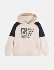 Áo nỉ bé trai có mũ hình in trước ngực