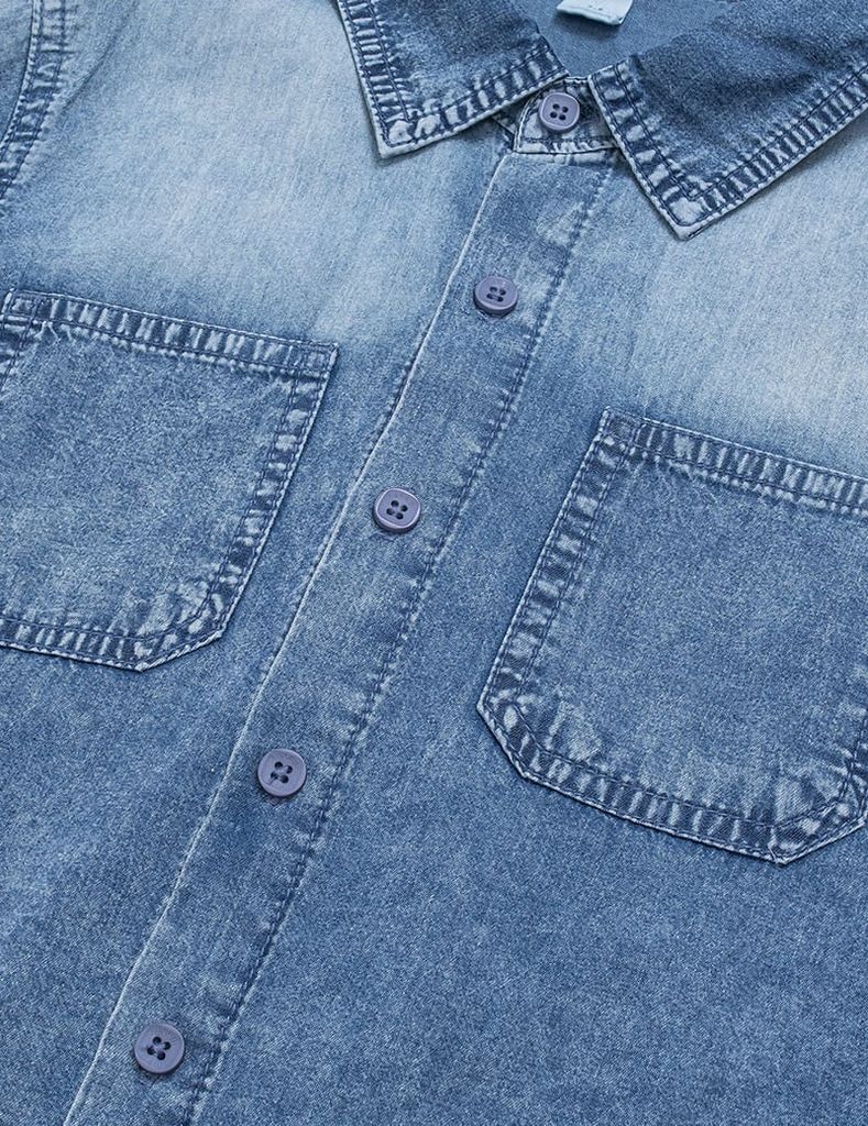 Áo sơ mi bé trai dài tay túi thân trước