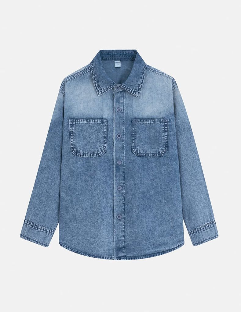 Áo sơ mi bé trai dài tay túi thân trước